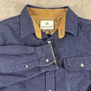 Legendary Whitetails Men's Navy/Tan Button UP Flannel Shirt Jacket Size L